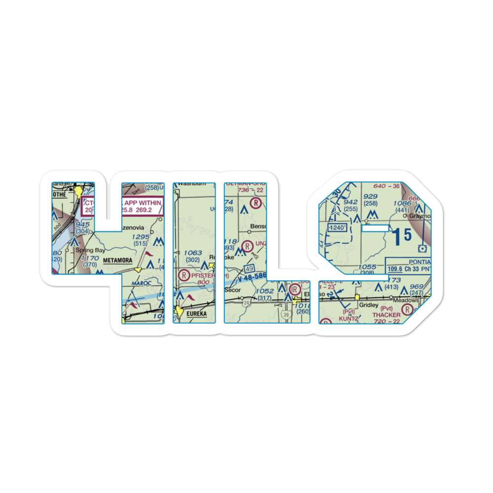 Unzicker Airport (4IL9) VFR Sectional Sticker 