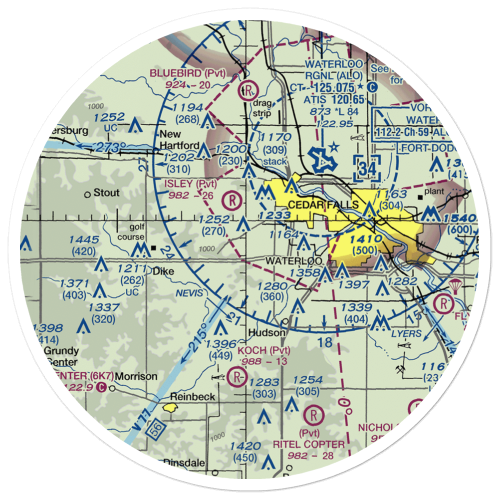 Witcombe Field (4IA7) VFR Sectional Sticker (30 mile) 