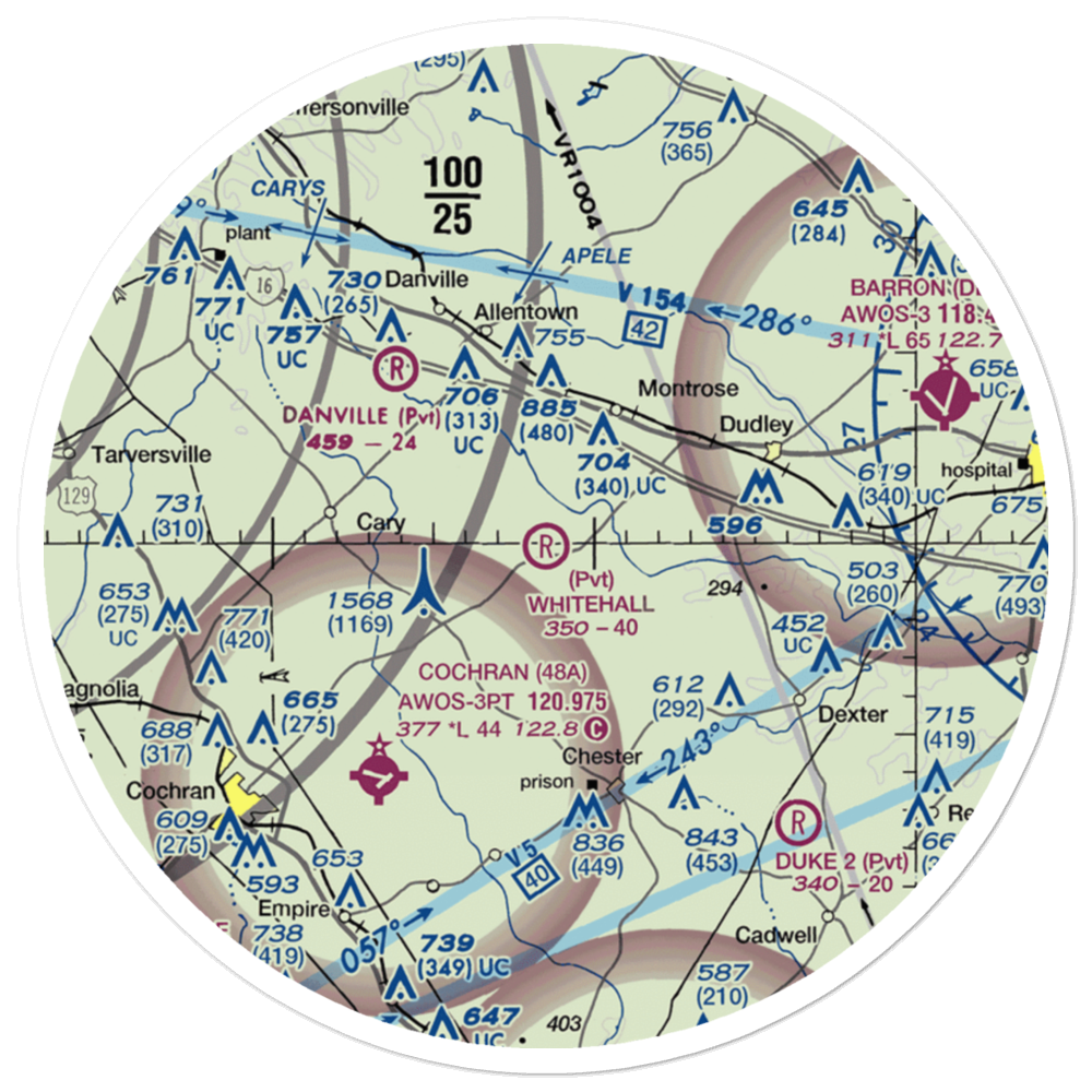 Whitehall Airport (4GE3) VFR Sectional Sticker (30 mile) 