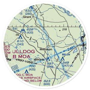 Millhaven Airport (4GE0) VFR Sectional Sticker (20 mile)