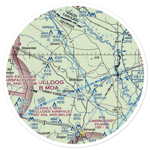 Millhaven Airport (4GE0) VFR Sectional Sticker (30 mile)