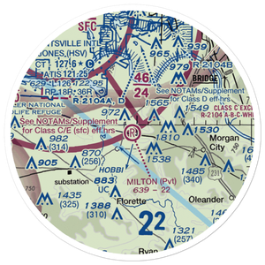 Milton Airport (4AL8) VFR Sectional Sticker (20 mile)