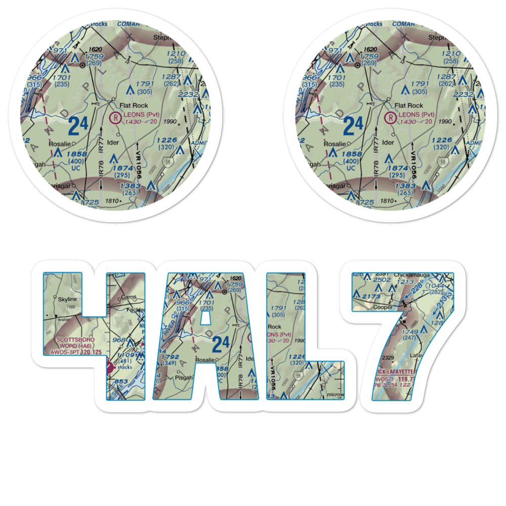 Leon's Landing Airport (4AL7) VFR Sectional Sticker Pack 