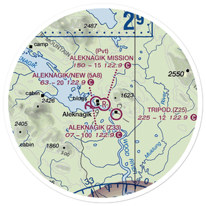 Aleknagik Mission Lodge Airport (4AK7) VFR Sectional Sticker (20 mile)