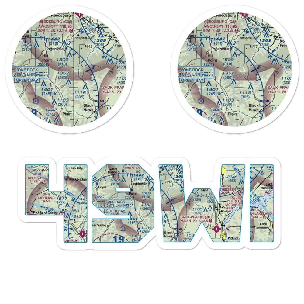 Tri-Center Airport (49WI) VFR Sectional Sticker Pack 
