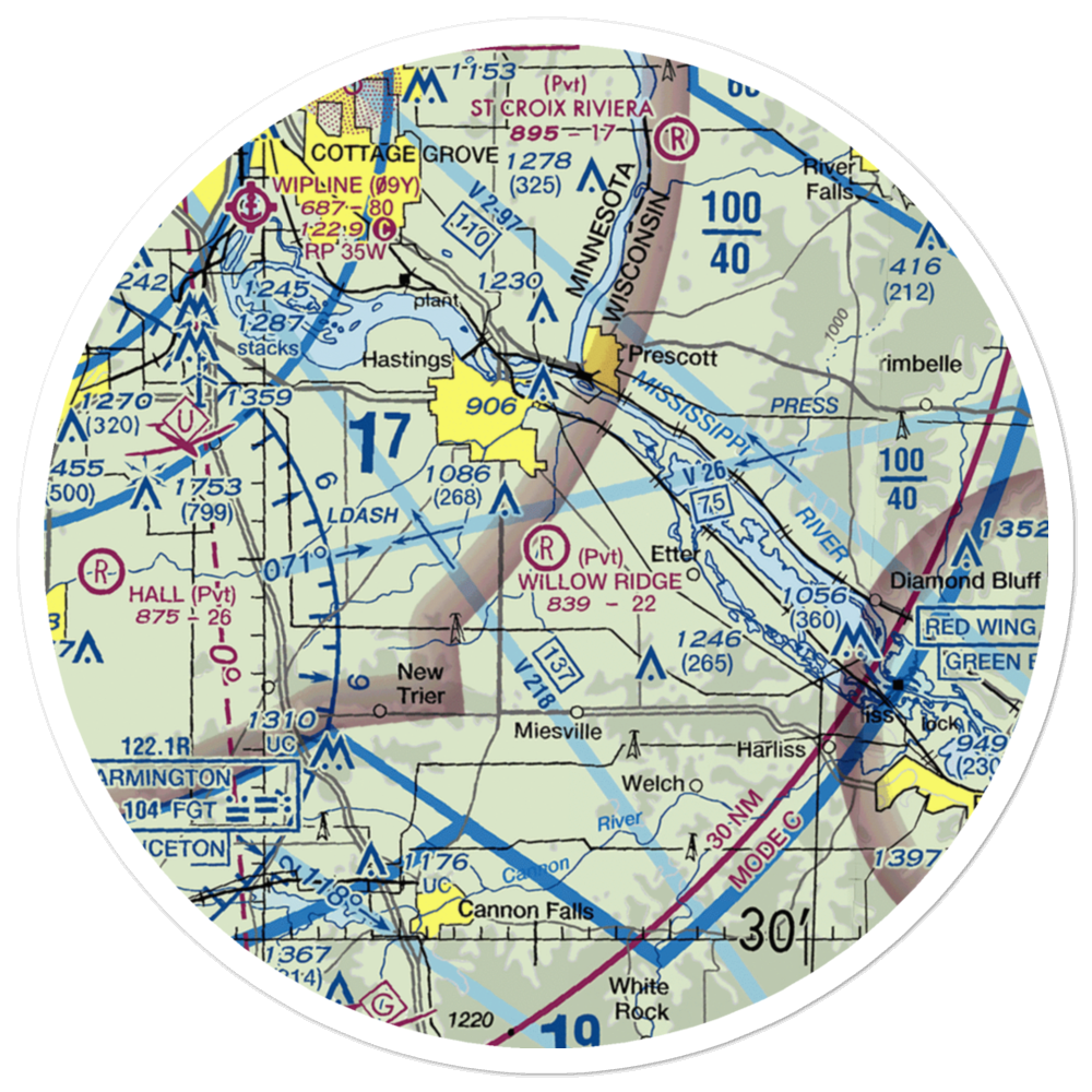 Willow Ridge Airport (49MN) VFR Sectional Sticker (30 mile) 