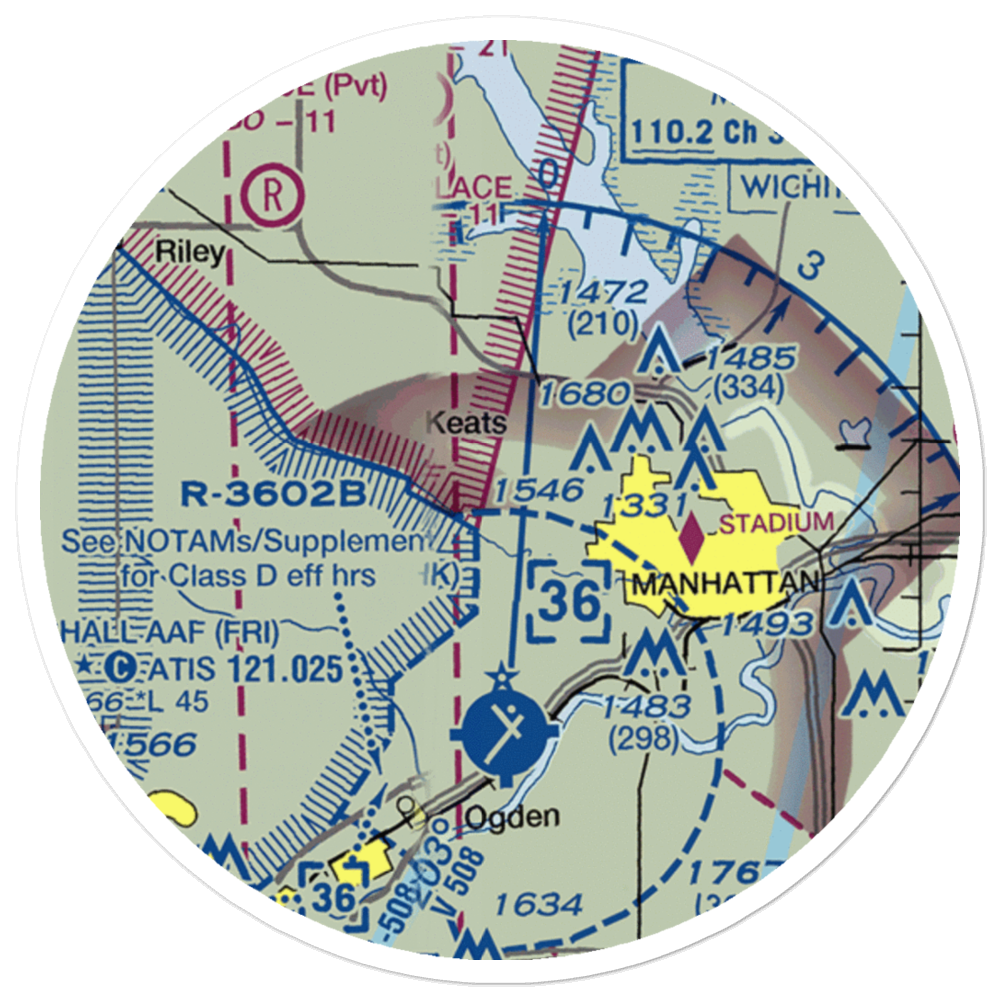 N & N Airport (49KS) VFR Sectional Sticker (20 mile) 
