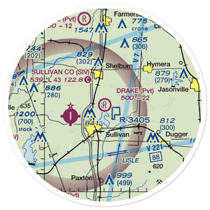Drake Airport (49IN) VFR Sectional Sticker (20 mile)