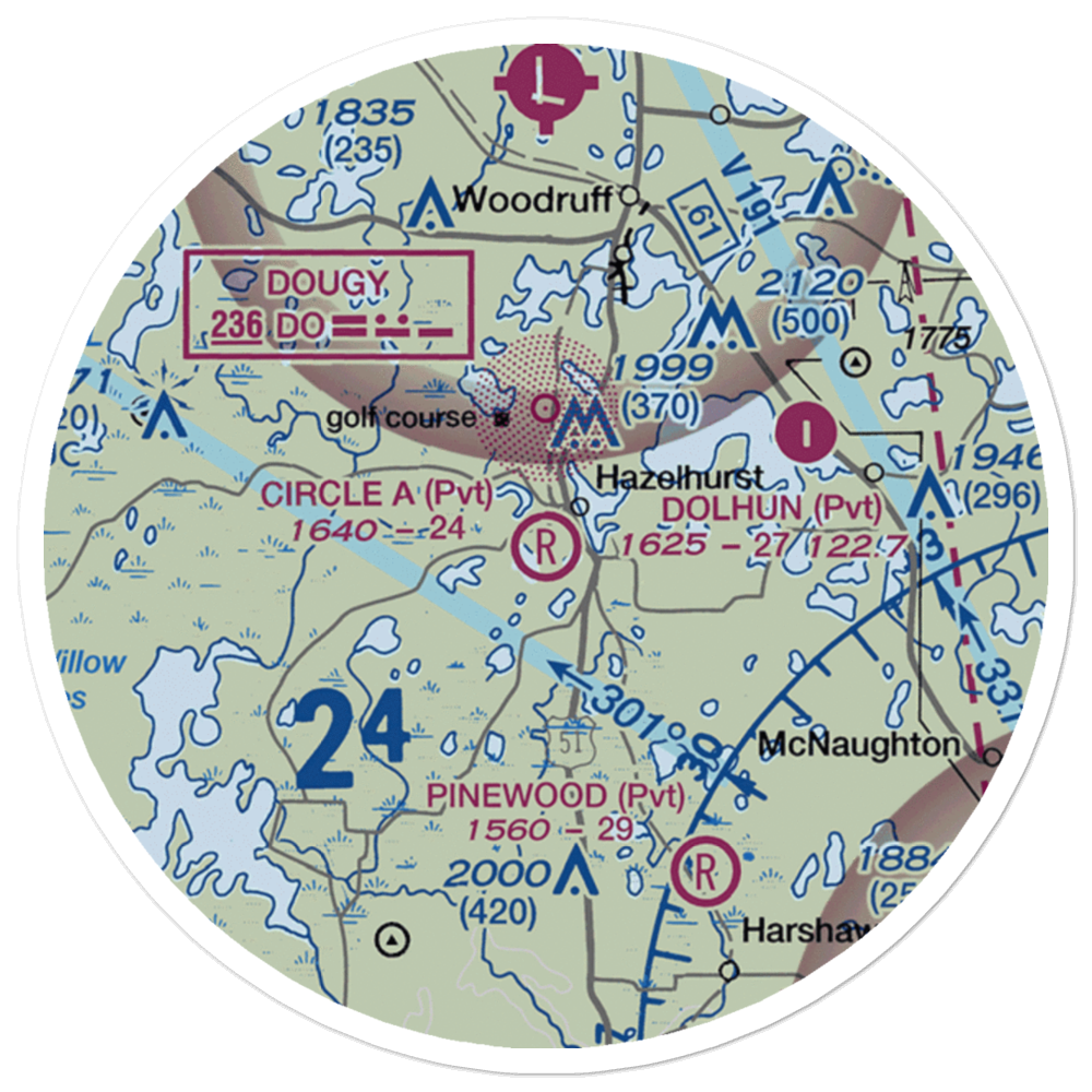 Circle A Ranch Airport (48WI) VFR Sectional Sticker (20 mile) 