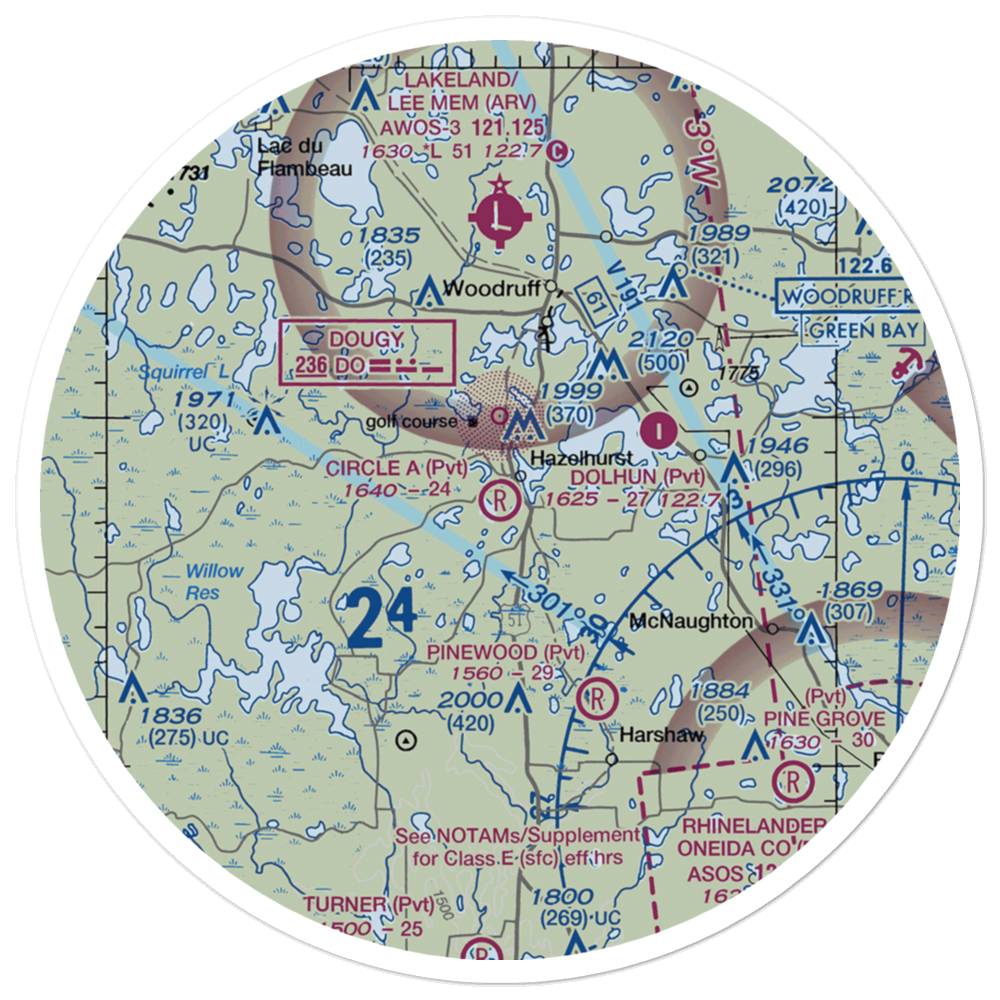 Circle A Ranch Airport (48WI) VFR Sectional Sticker (30 mile) 