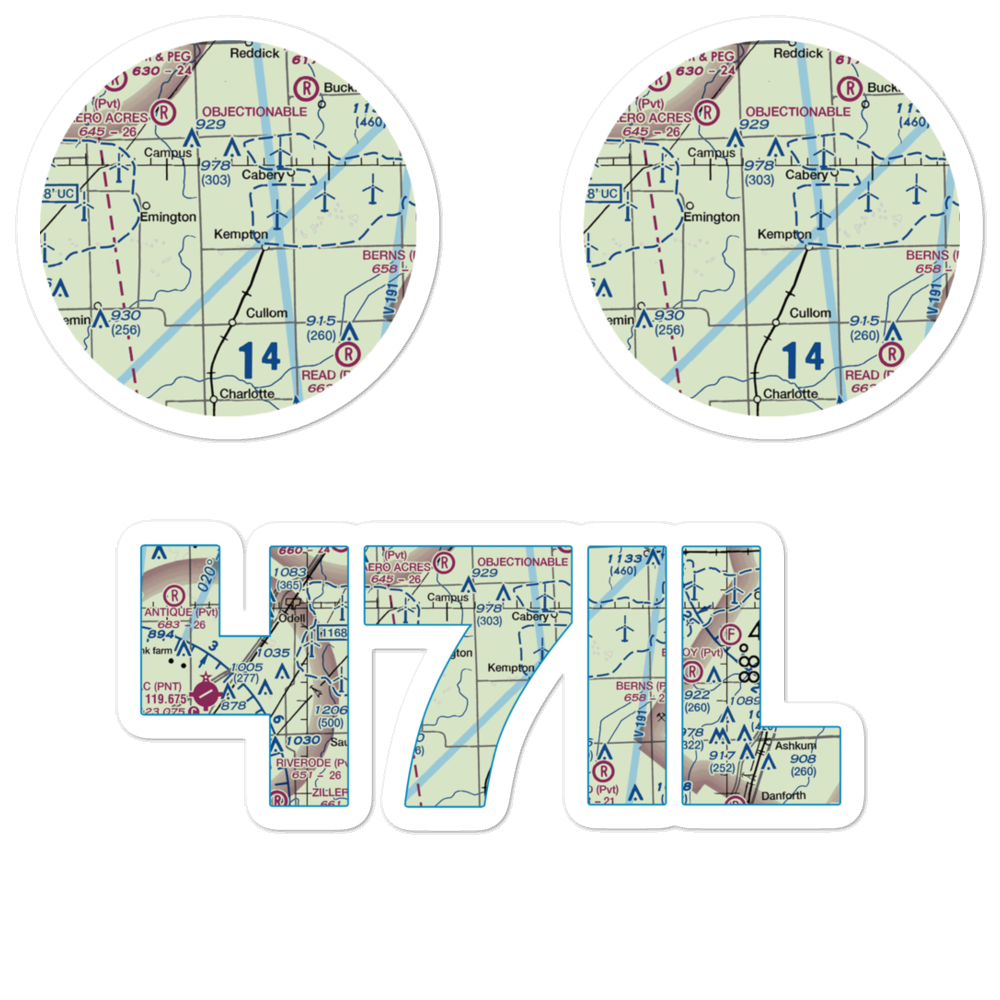 Godbee RLA Restricted Landing Area (47IL) VFR Sectional Sticker Pack 