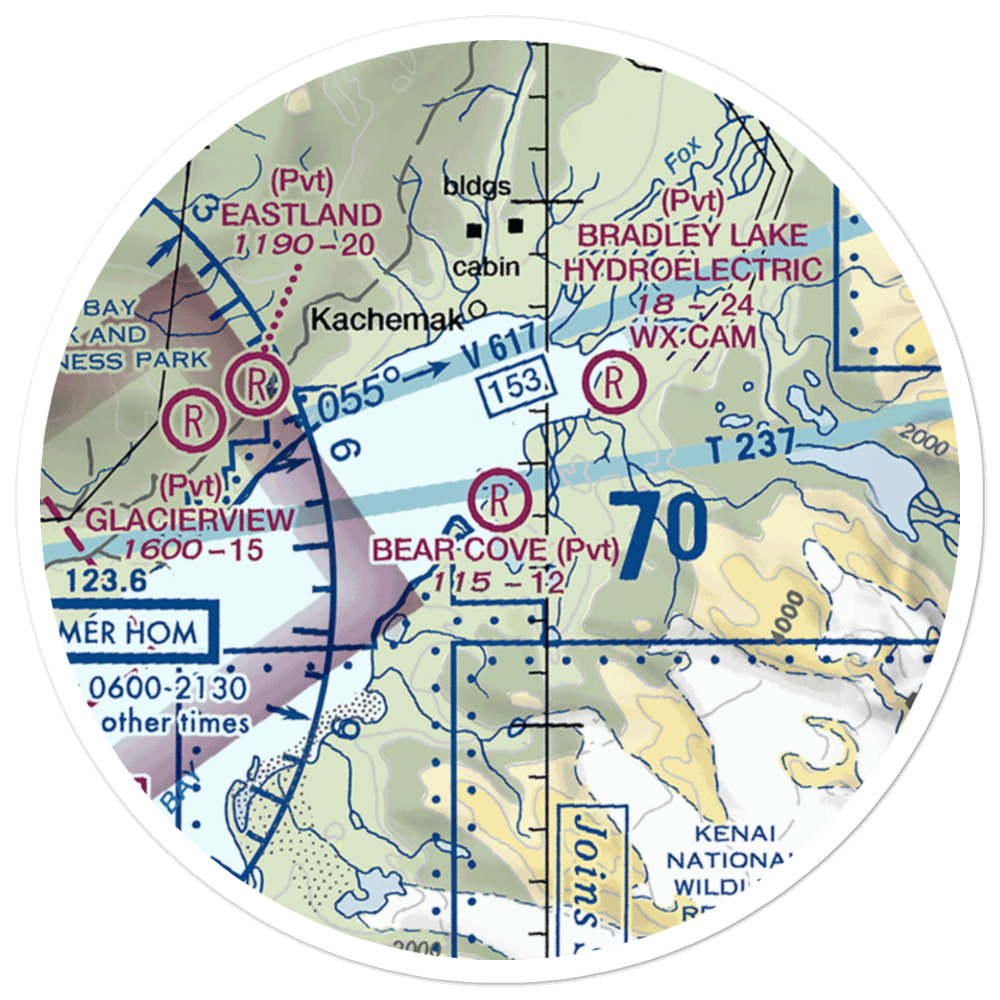Bear Cove Farm Airport (46AK) VFR Sectional Sticker (20 mile) 