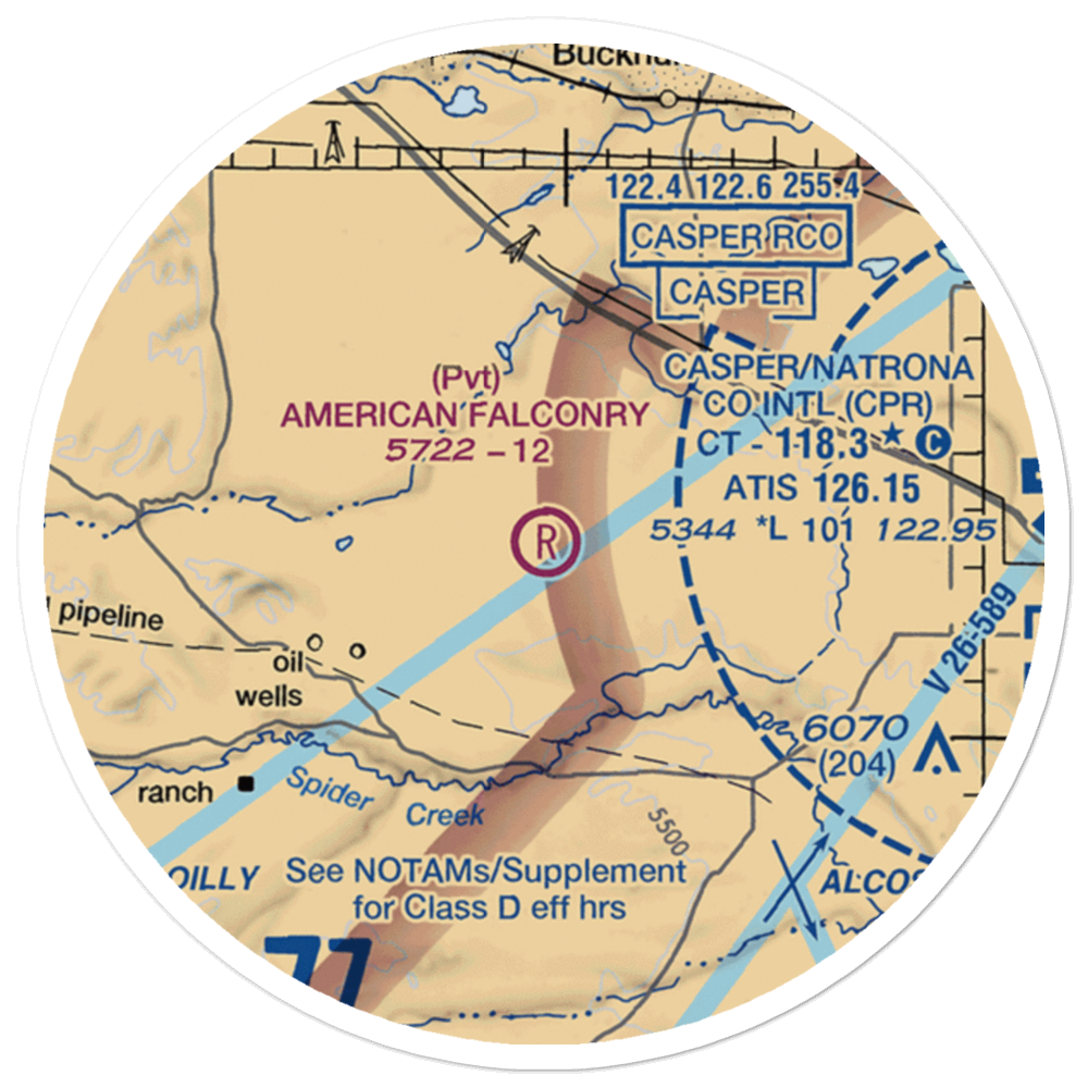 American Falconry Airport (45WY) VFR Sectional Sticker (20 mile) 
