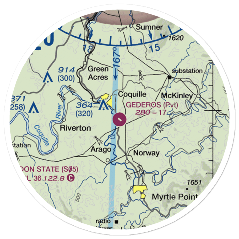 Gederos Airport (45OR) VFR Sectional Sticker (20 mile) 