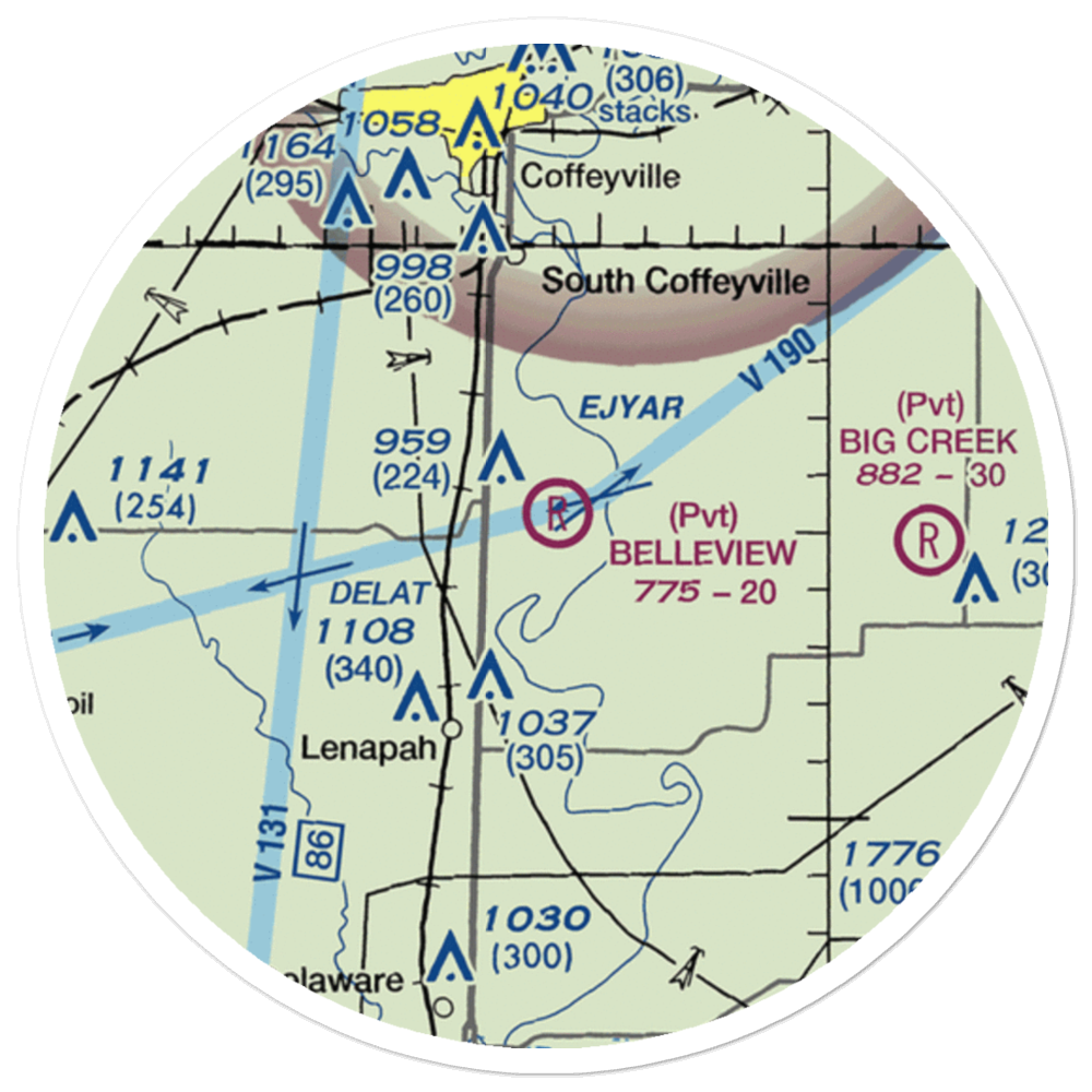 Belleview Landing Airport (45OK) VFR Sectional Sticker (20 mile) 