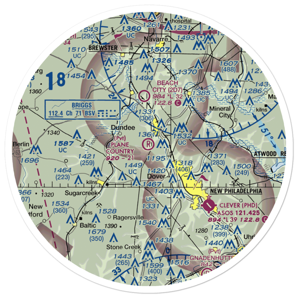 Plane Country Airport (45OI) VFR Sectional Sticker (30 mile) 