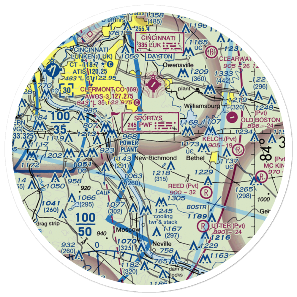 Boober Airport (45OH) VFR Sectional Sticker (30 mile) 