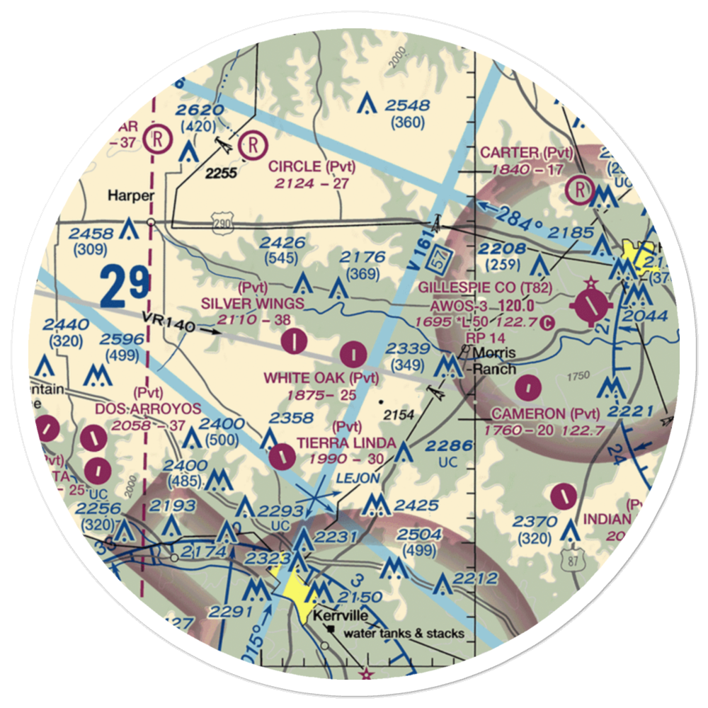 White Oak Airport (44TX) VFR Sectional Sticker (30 mile) 