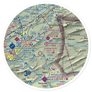 Pennfield Farm Airport (44PA) VFR Sectional Sticker (30 mile)