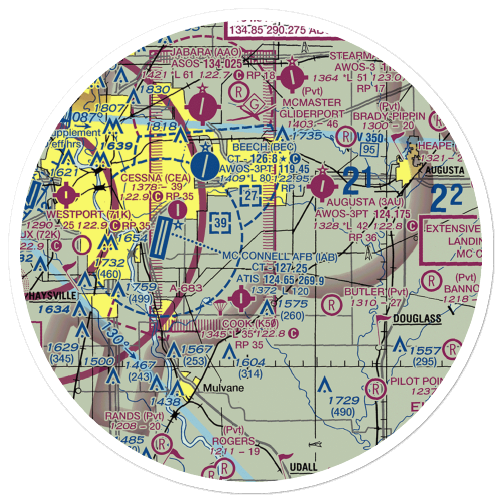 Vankirk Airport (44KS) VFR Sectional Sticker (30 mile) 