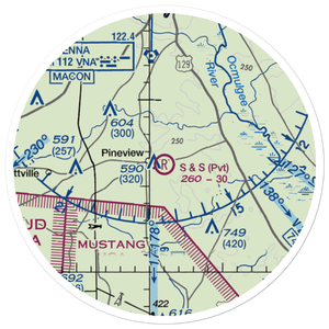 S&S Flying Service Airport (44GA) VFR Sectional Sticker (20 mile)