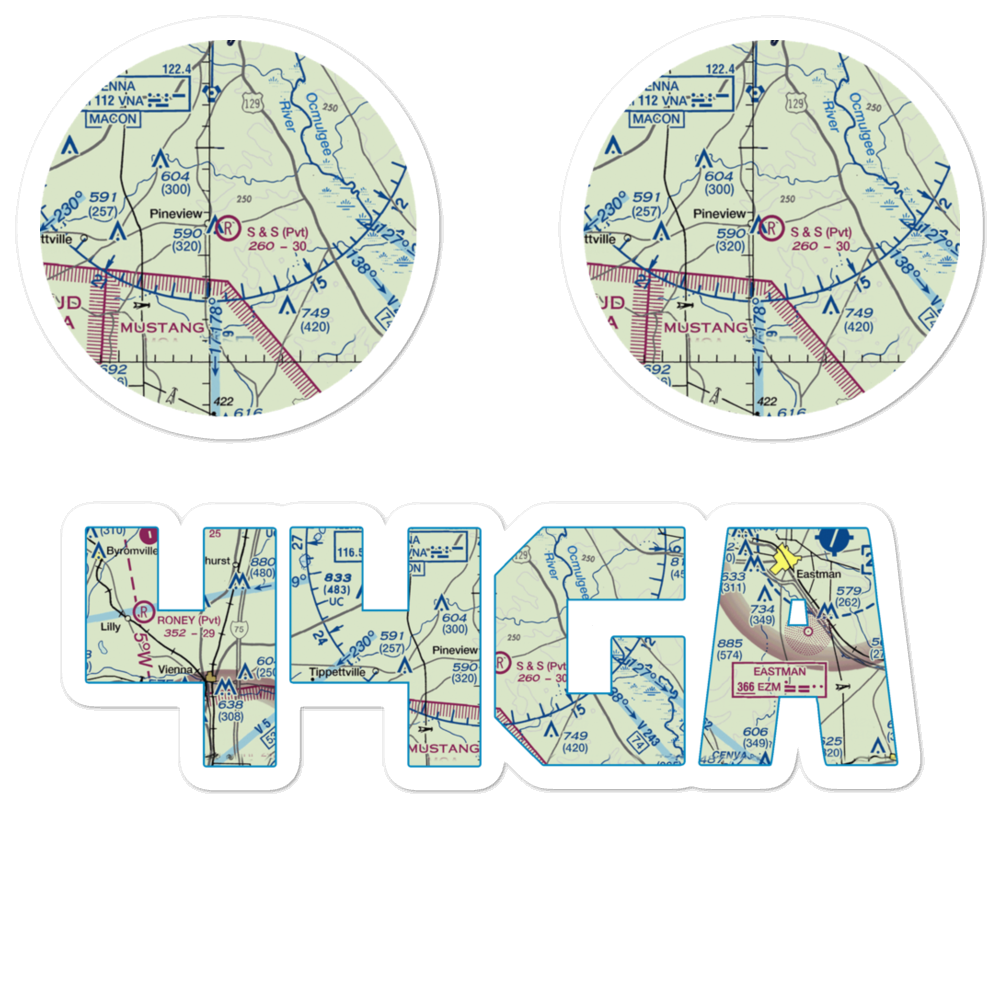 S&S Flying Service Airport (44GA) VFR Sectional Sticker Pack 