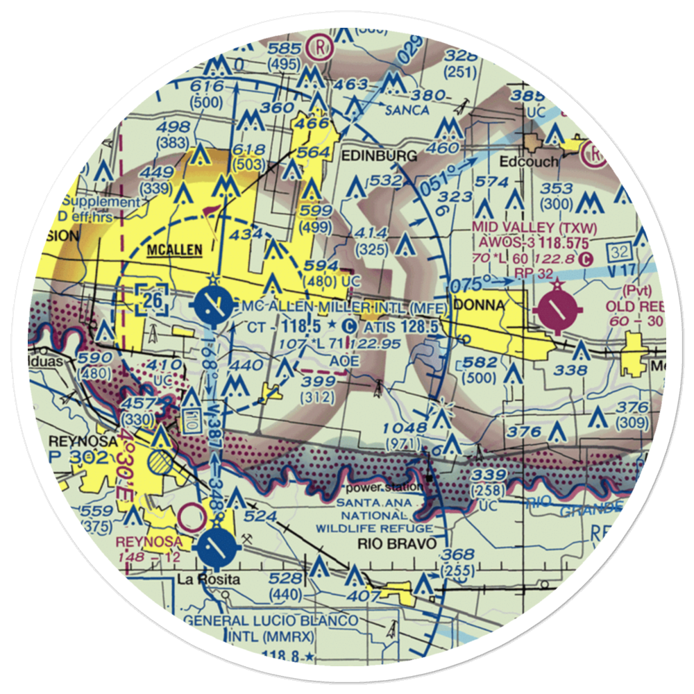 Mid-Valley Dusters Inc Airport (43TX) VFR Sectional Sticker (30 mile) 
