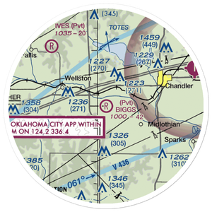 Biggs Skypatch Airport (43OK) VFR Sectional Sticker (20 mile)