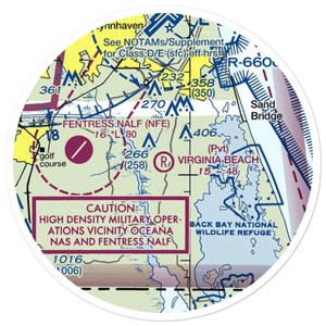 Virginia Beach Airport (42VA) VFR Sectional Sticker (20 mile)