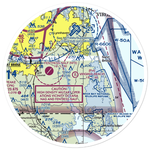 Virginia Beach Airport (42VA) VFR Sectional Sticker (30 mile)