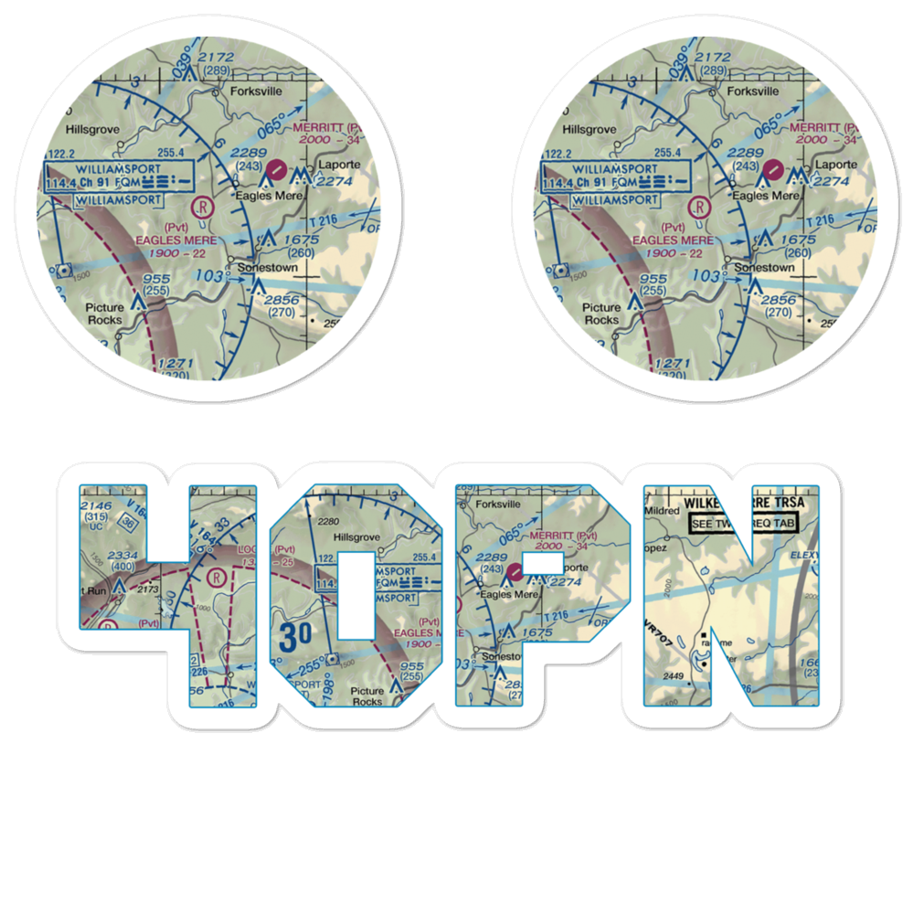 Eagles Mere Field Airport (40PN) VFR Sectional Sticker Pack 