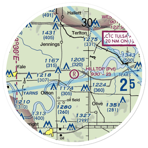 Hilltop Airport (40OK) VFR Sectional Sticker (20 mile)