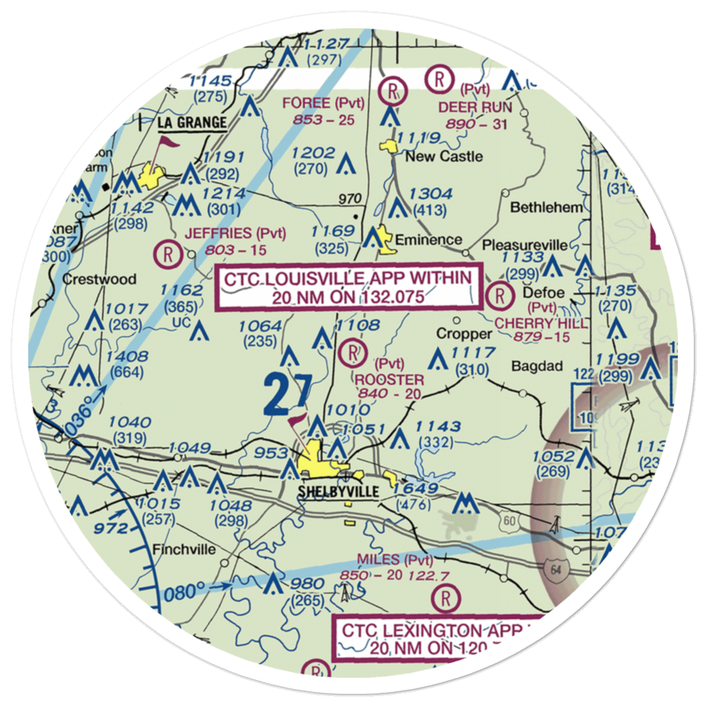 Rooster Field (40KY) VFR Sectional Sticker (30 mile) 