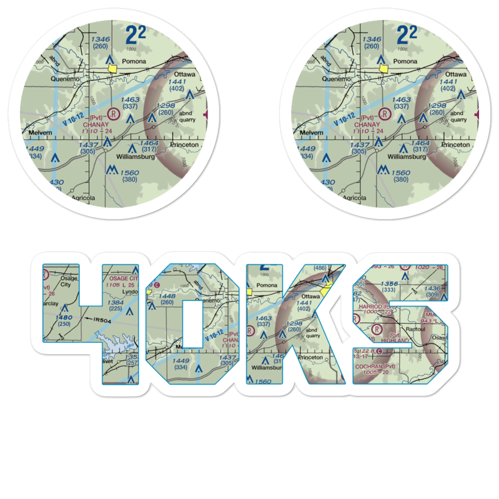 Chanay Airport (40KS) VFR Sectional Sticker Pack 