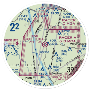 Cherry Hill Airport (40IN) VFR Sectional Sticker (20 mile)