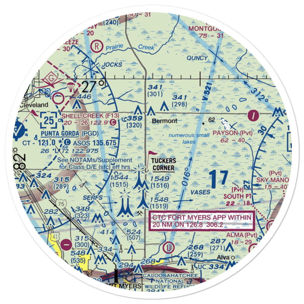 Fred Babcock Airport (40FL) VFR Sectional Sticker (30 mile) 