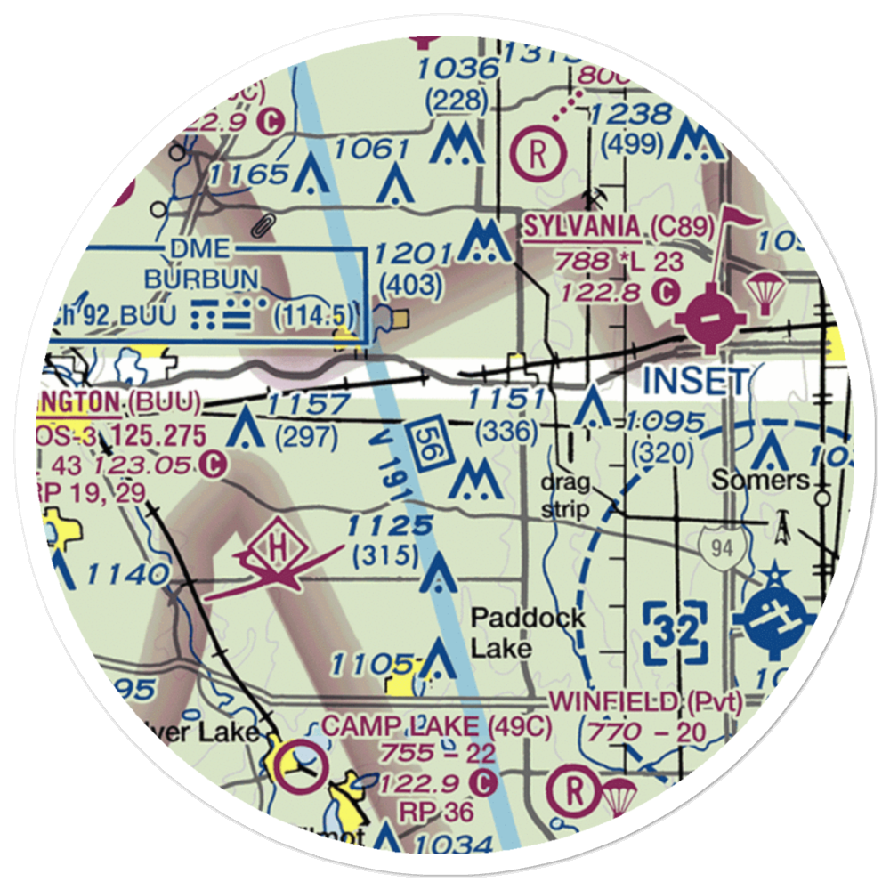 Olson's Airport (3WI1) VFR Sectional Sticker (20 mile) 