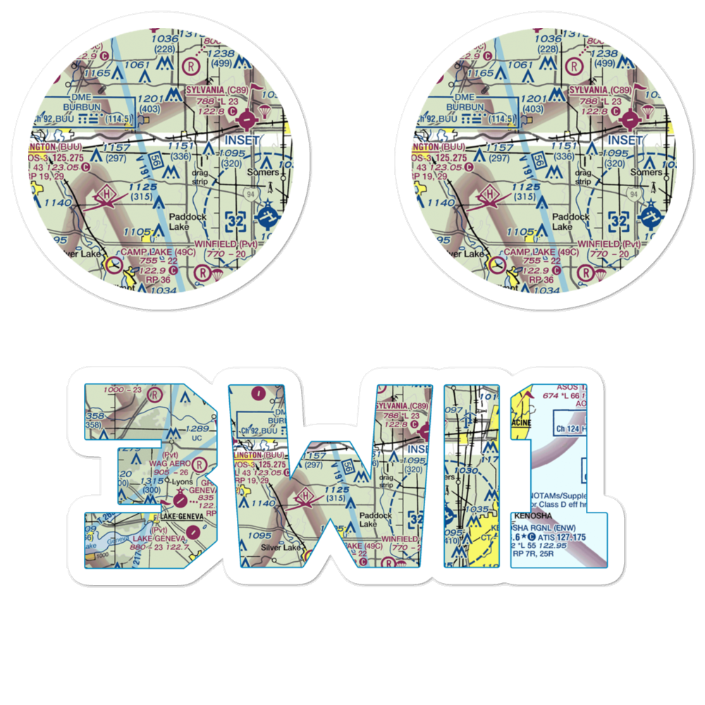 Olson's Airport (3WI1) VFR Sectional Sticker Pack 