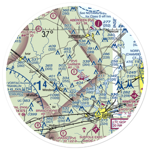 Garner Airport (3VA8) VFR Sectional Sticker (30 mile)