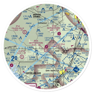 White Wings Airport (3TS1) VFR Sectional Sticker (30 mile)