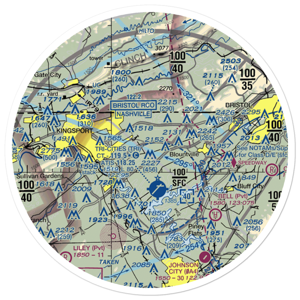 Indian Springs Airport (3TN0) VFR Sectional Sticker (30 mile) 
