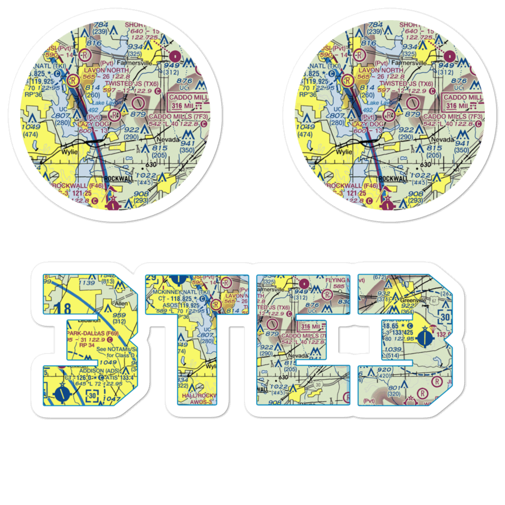Lazy Dog Ranch Airpark (3TE3) VFR Sectional Sticker Pack 