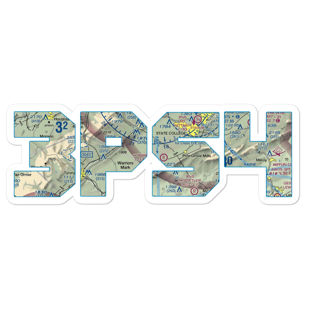 Mountain Hide-Away Airport (3PS4) VFR Sectional Sticker 