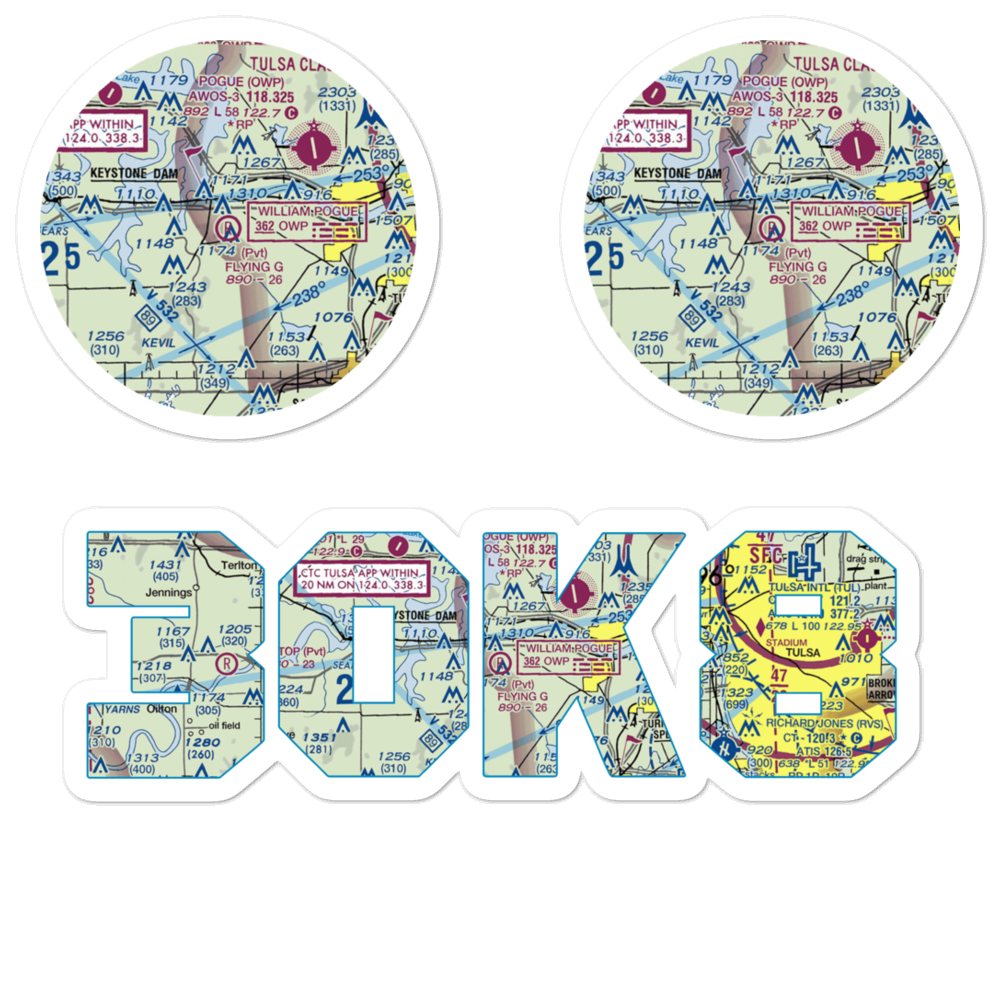 Flying G Ranch Airport (3OK8) VFR Sectional Sticker Pack 