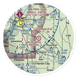 Valley Airport (3OK0) VFR Sectional Sticker (20 mile)