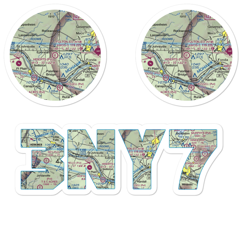 Hiserts Airpark Inc Airport (3NY7) VFR Sectional Sticker Pack 