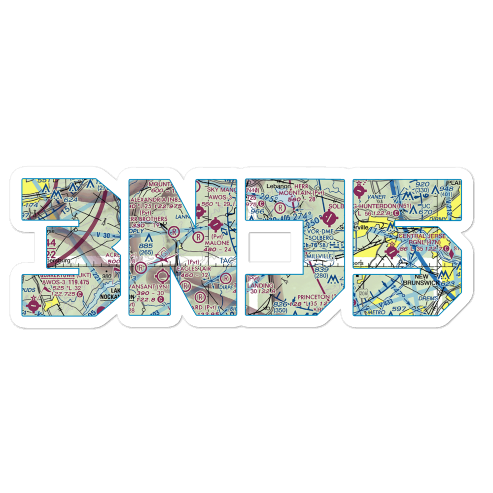 Mock Airport (3NJ5) VFR Sectional Sticker 