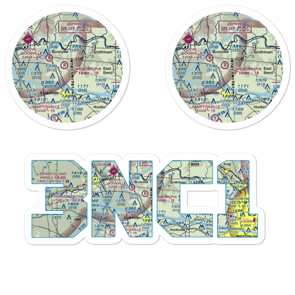 Welborn Farm Airport (3NC1) VFR Sectional Sticker Pack 
