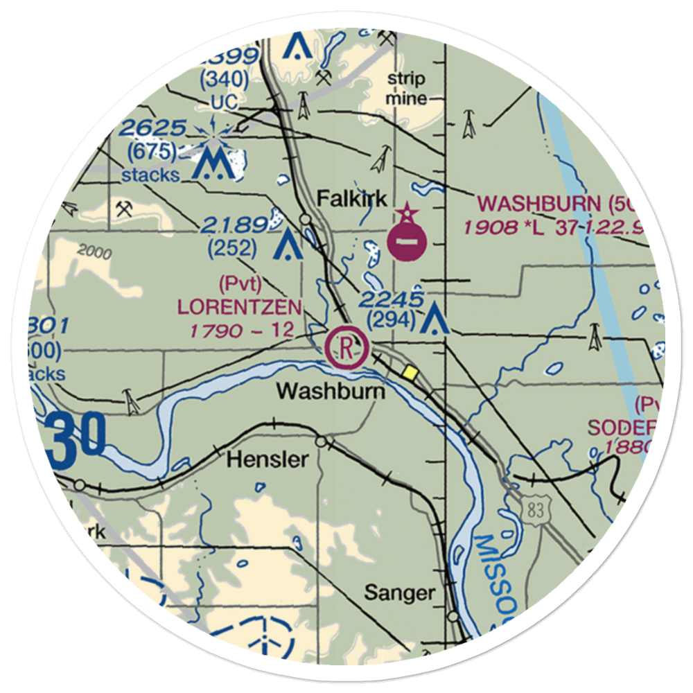 Lorentzen Airport (3NA2) VFR Sectional Sticker (20 mile) 