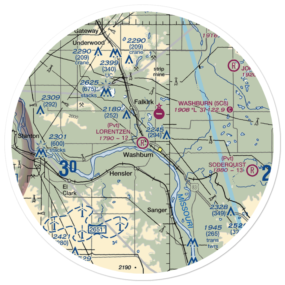 Lorentzen Airport (3NA2) VFR Sectional Sticker (30 mile) 